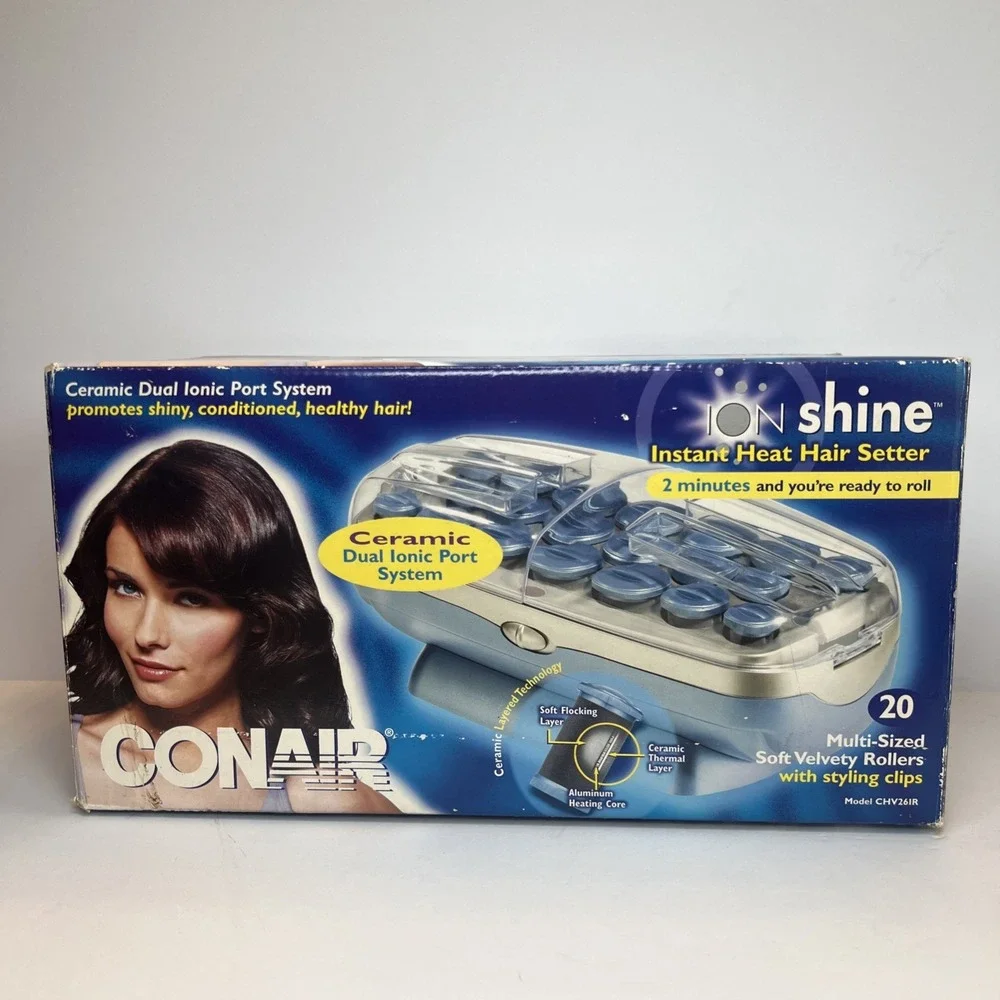 Vintage 2003 Conair Ion Shine CHV26IR Hot Rollers Hair Setter 20 Rollers Clips